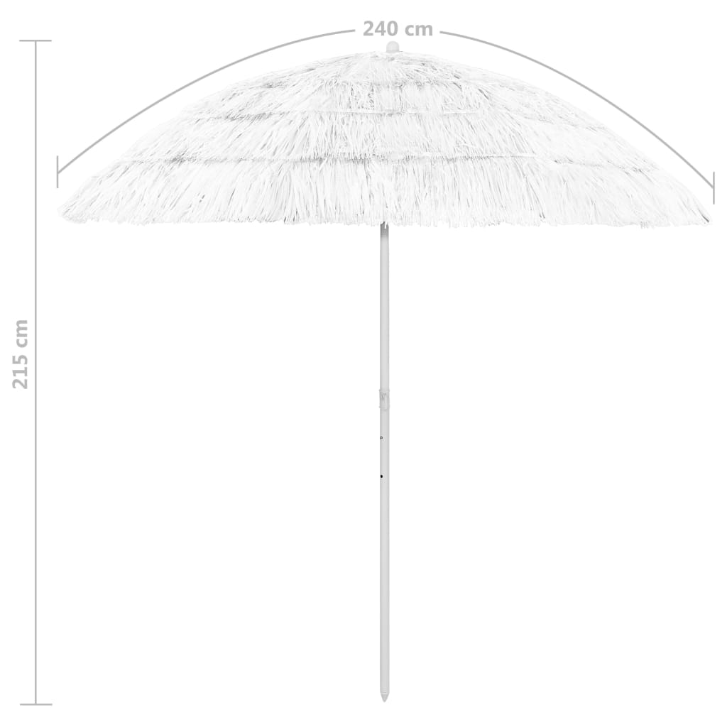 vidaXL Paplūdimio skėtis, baltos spalvos, 240cm, havajietiško dizaino