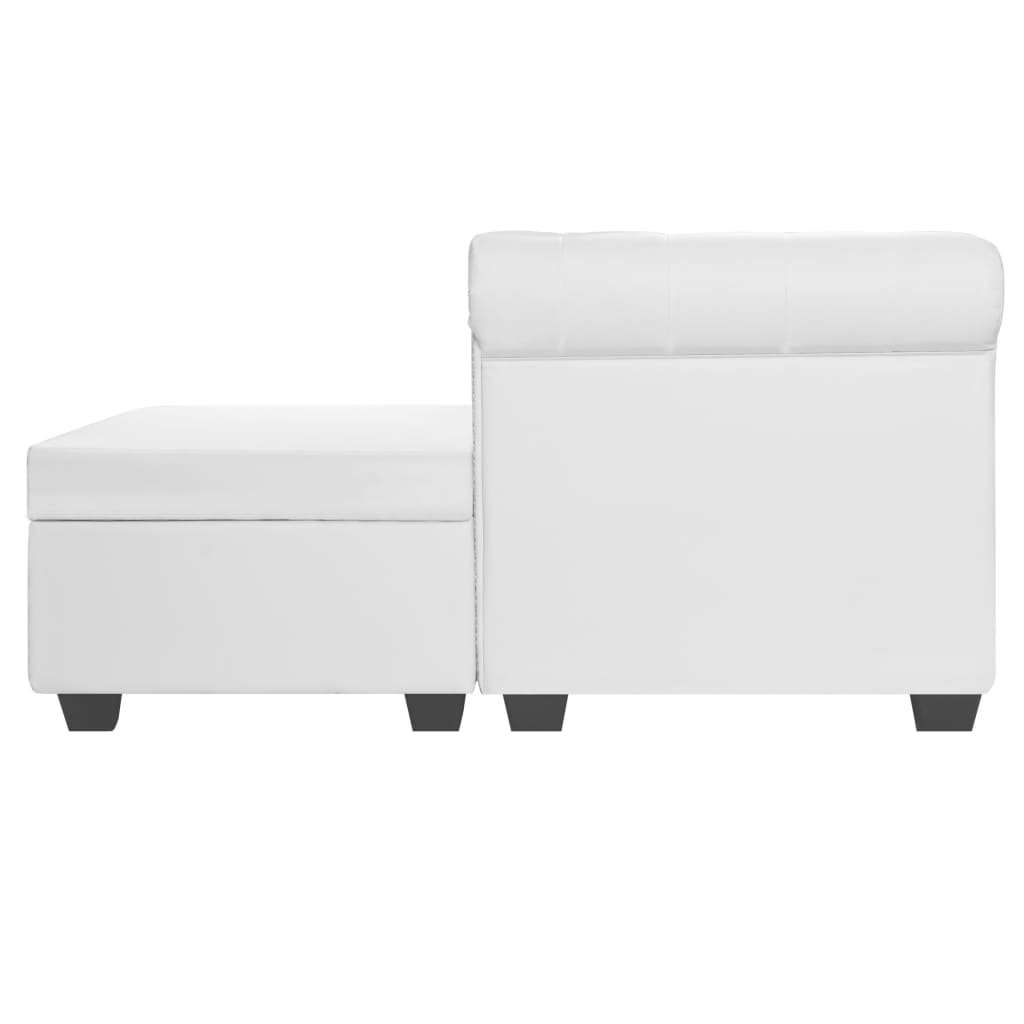 vidaXL L-formos Chesterfield sofa, dirbtinė oda, balta