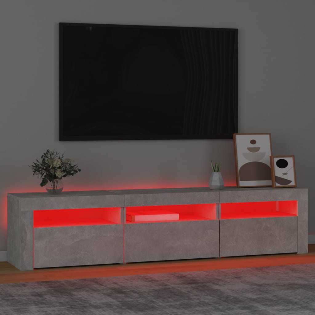 vidaXL TV spintelė su LED apšvietimu, betono pilka, 180x35x40cm