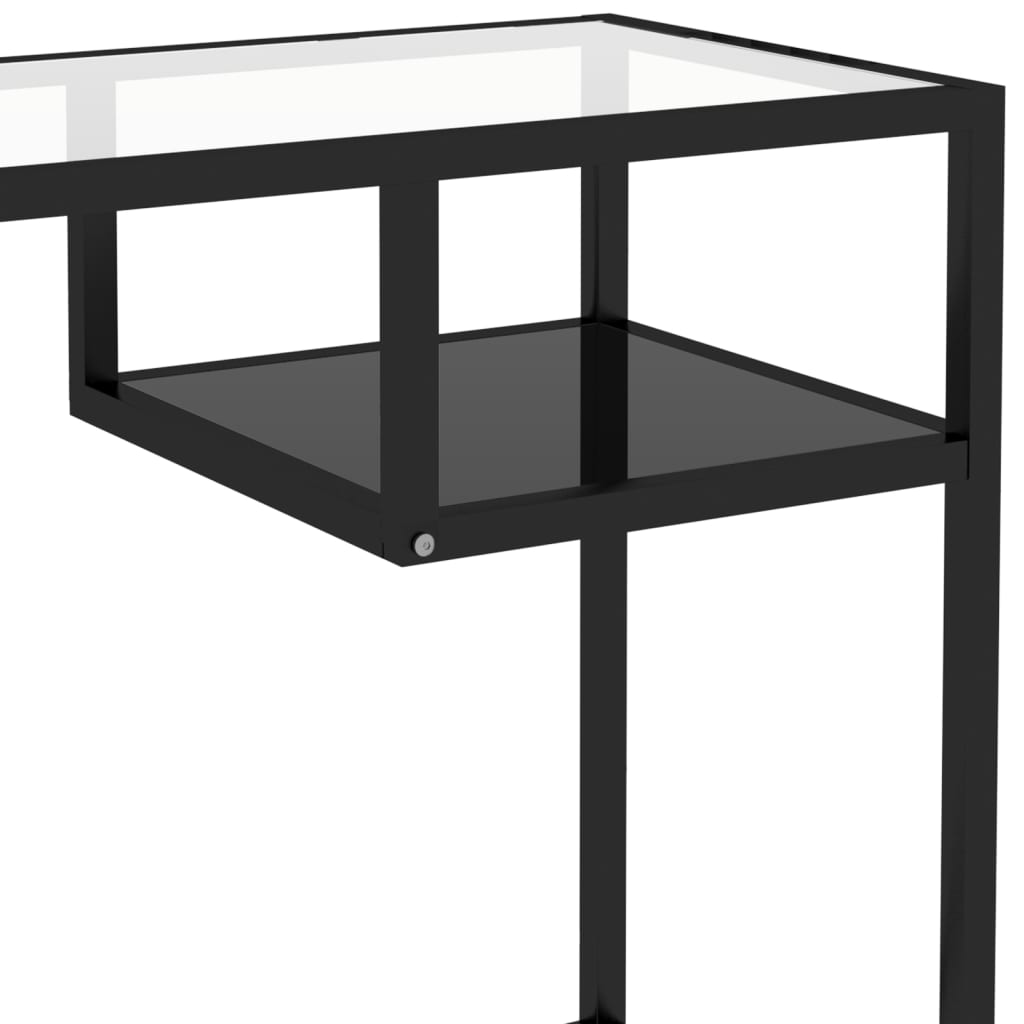 vidaXL Kompiuterio stalas, juodos spalvos, 100x36x74cm, stiklas
