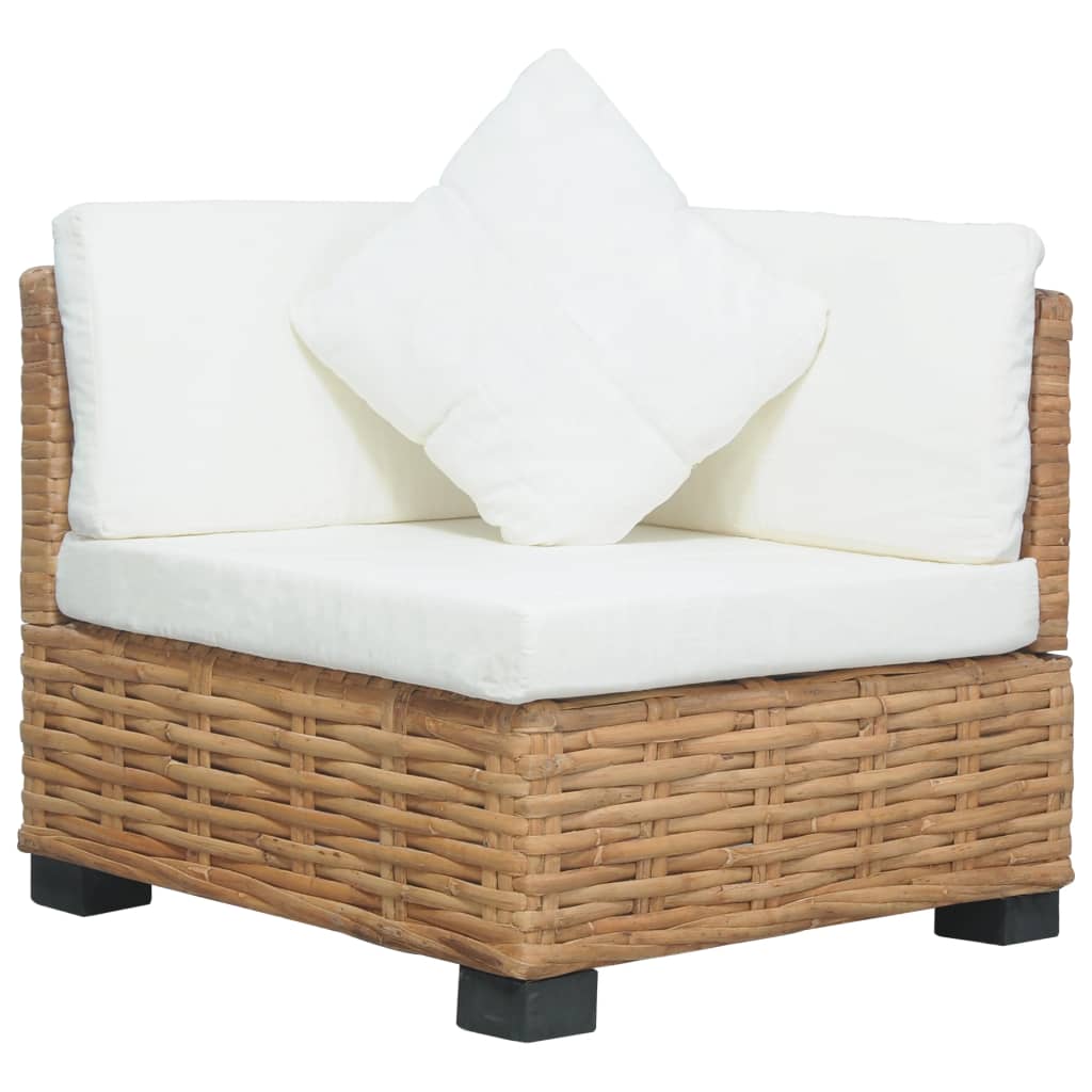 vidaXL Kampinė sofa su pagalvėlėmis, natūralus ratanas