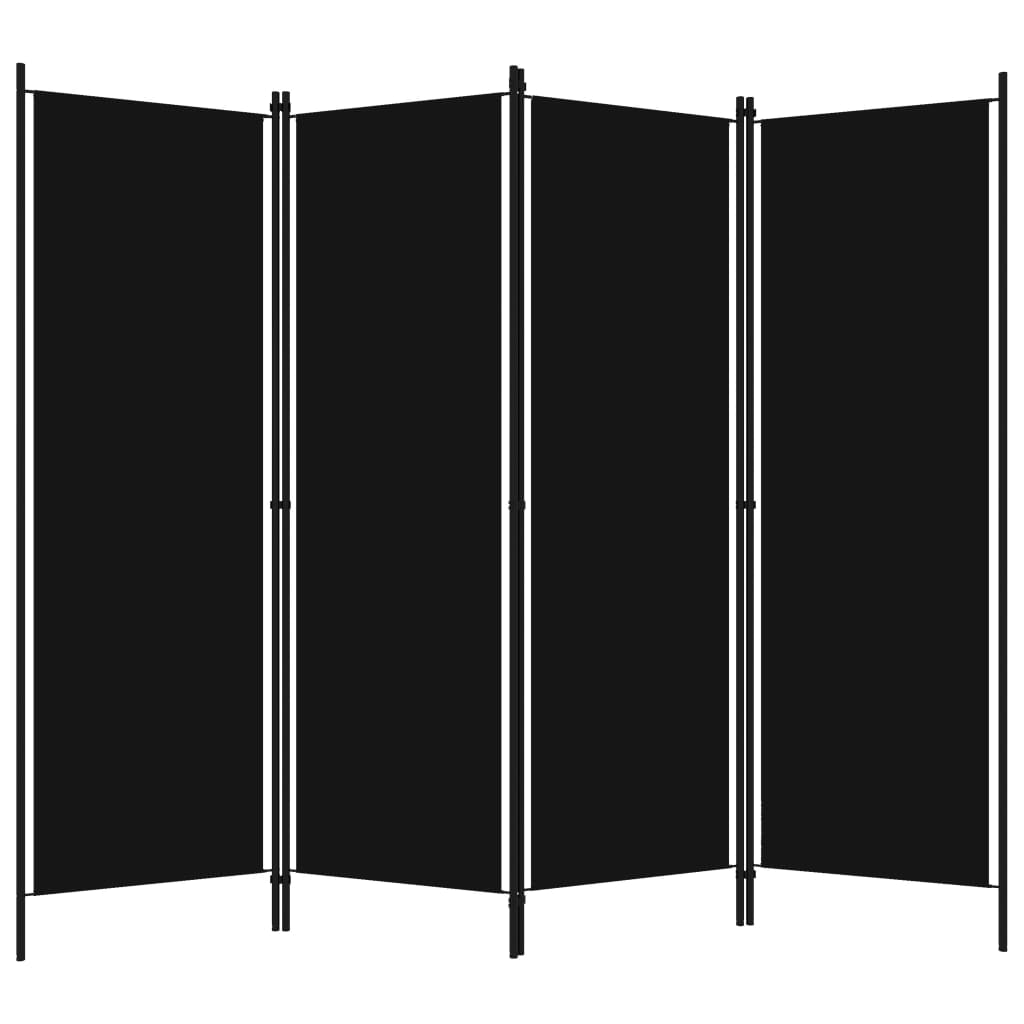 vidaXL Kambario pertvara, 4 dalių, juodos spalvos, 200x180cm
