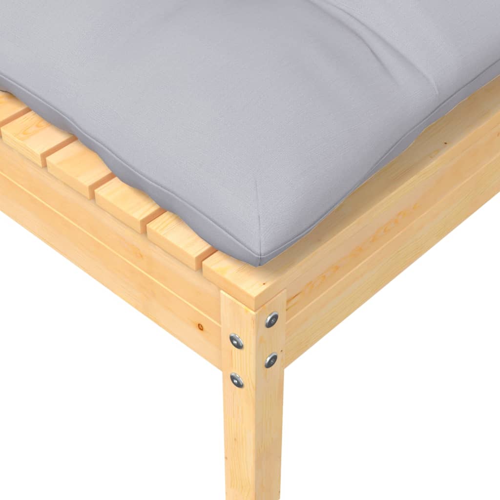 vidaXL Sodo pakoja su pilka pagalvėle, pušies medienos masyvas