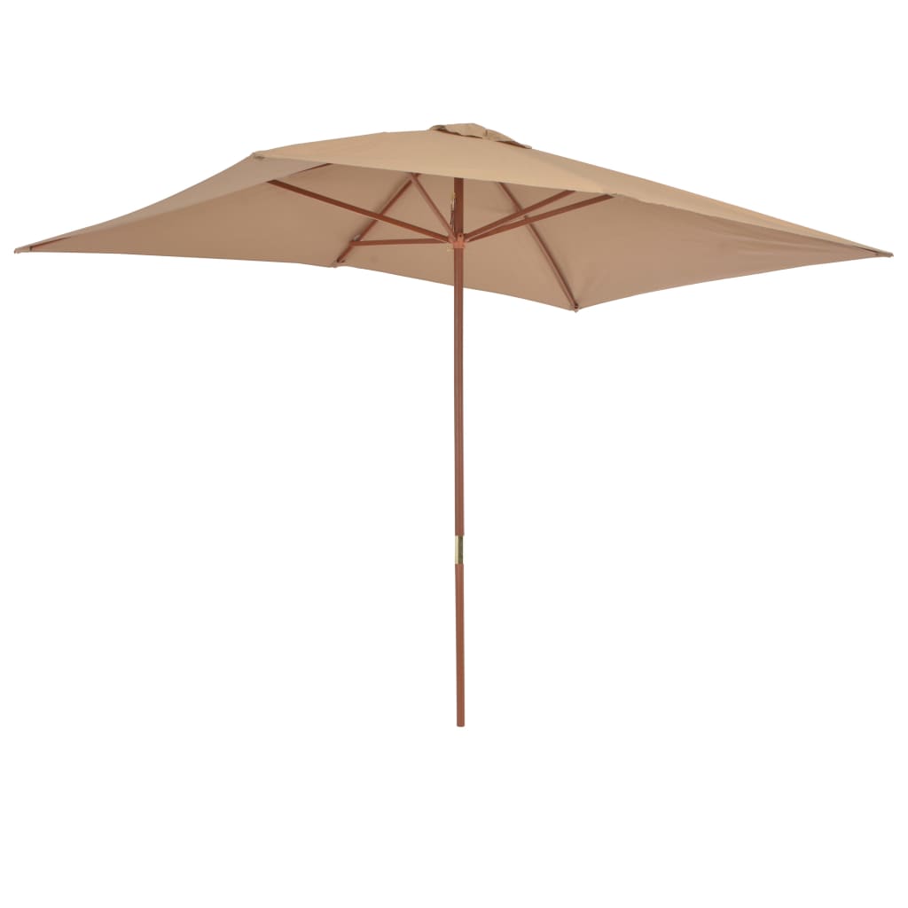 vidaXL Lauko skėtis su mediniu stulpu, 200x300cm, taupe spalvos