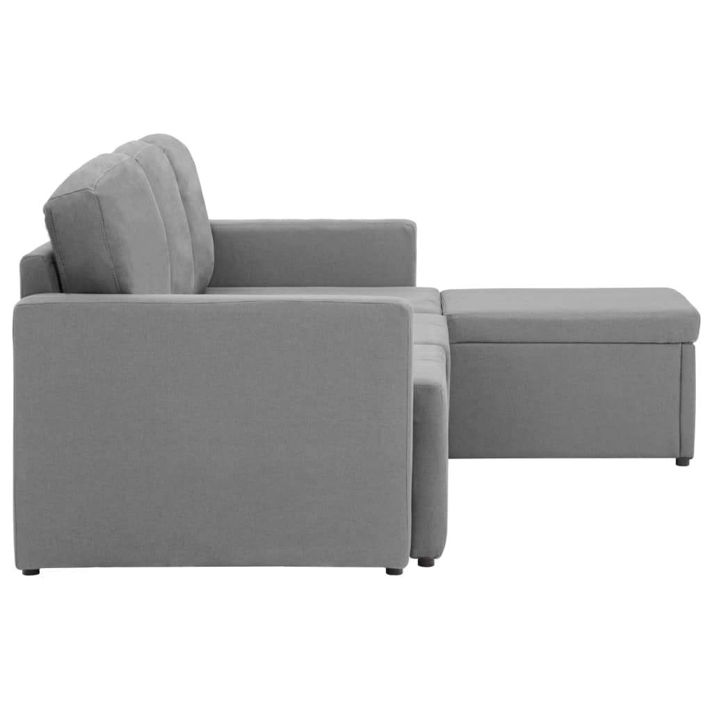 vidaXL Trivietė modulinė sofa-lova, šviesiai pilkos spalvos, audinys