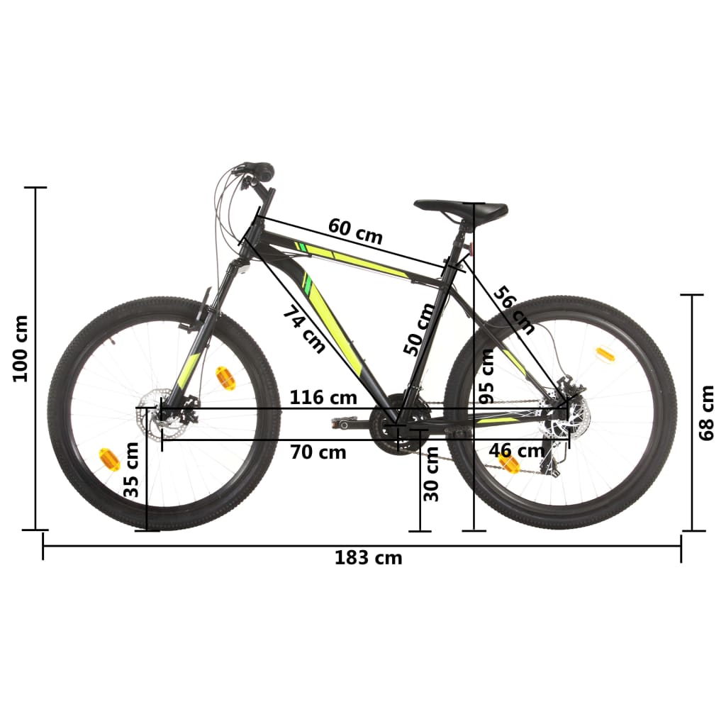 vidaXL Kalnų dviratis, juodas, 21 greitis, 27,5 colių ratai