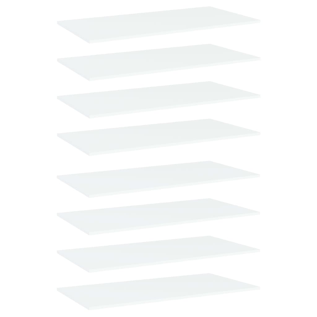 vidaXL Knygų lentynos plokštės, 8vnt., baltos, 80x30x1,5cm, MDP