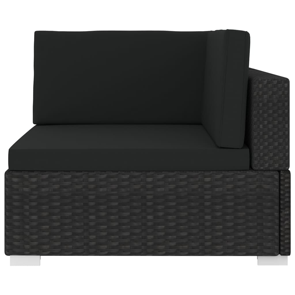 vidaXL Sekcinis kampinis krėslas su pagalvėle, 1vnt., juodas, polirat.