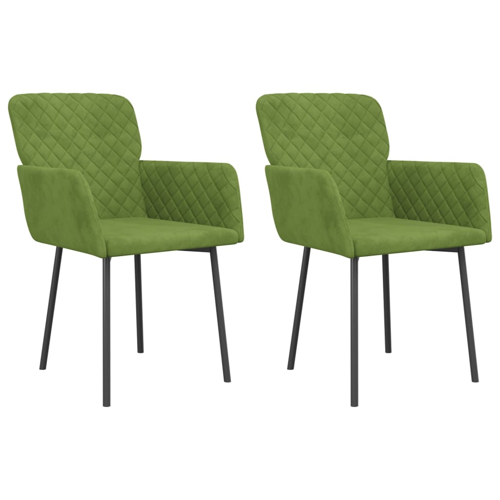 vidaXL Valgomojo kėdės, 2vnt., šviesiai žalios spalvos, aksomas