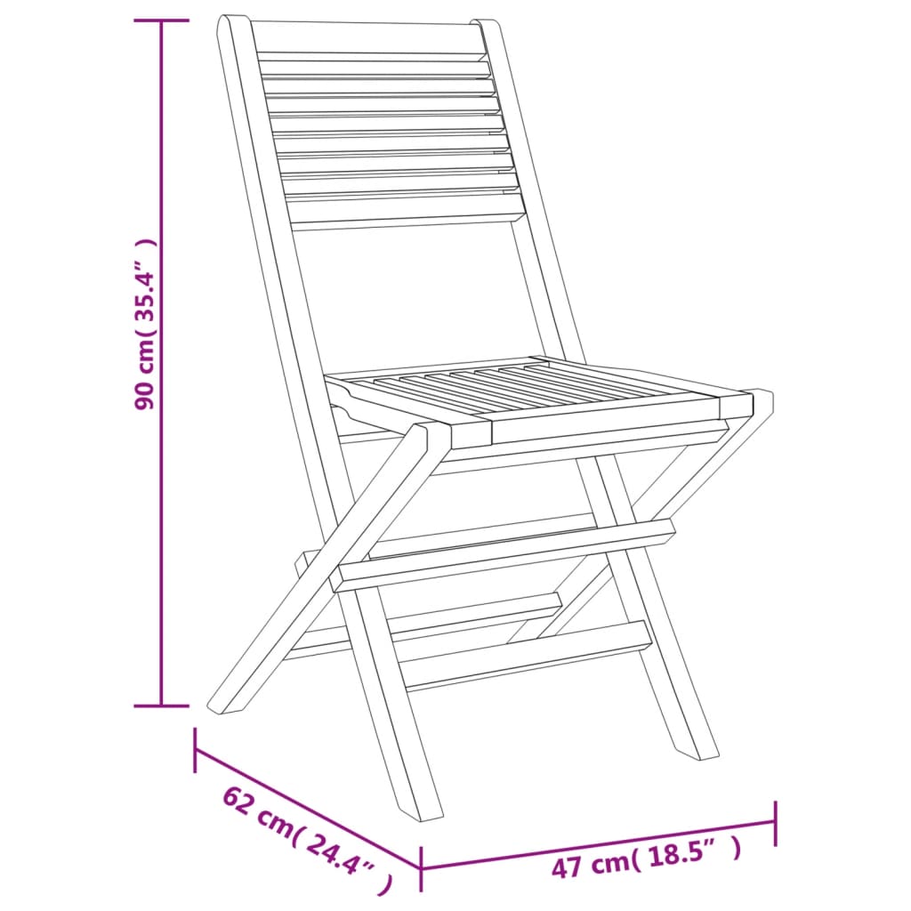 vidaXL Sulankstomos sodo kėdės, 2vnt., 47x62x90cm, tikmedžio masyvas