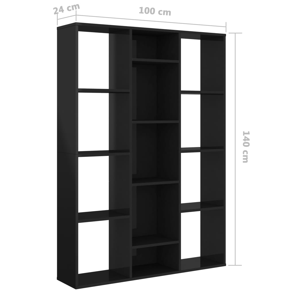vidaXL Kambario pertvara/knygų spinta, juoda, 100x24x140cm, MDP