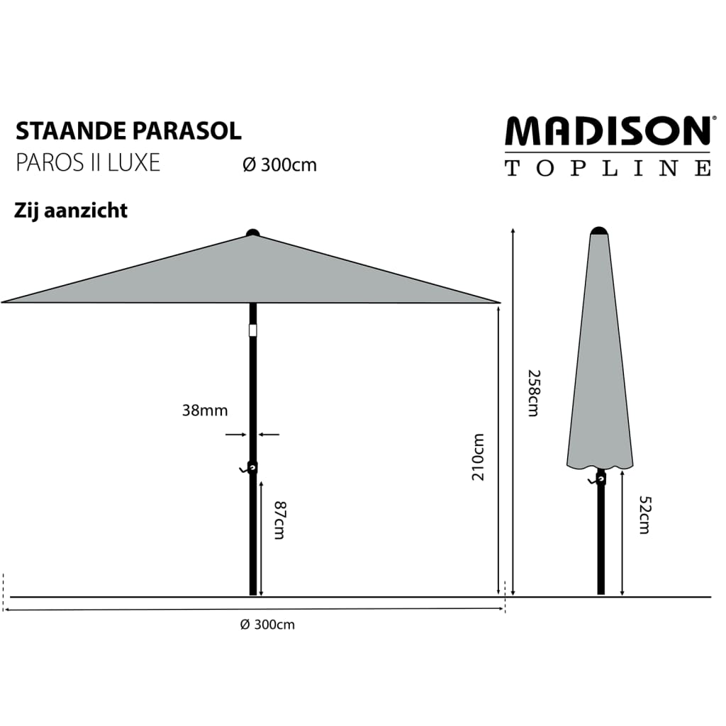 Madison Skėtis nuo saulės Paros II Luxe, šviesiai pilkas, 300cm