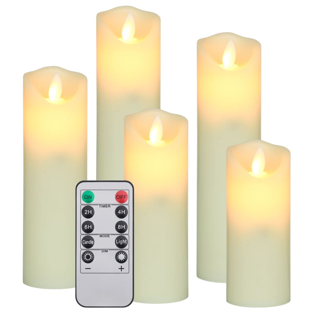 vidaXL Elektrinės LED žvakės su valdymo pulteliu, 5vnt., šiltos baltos