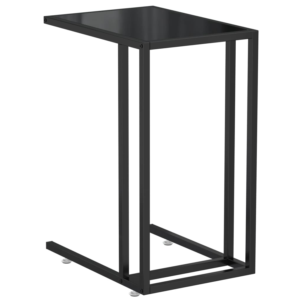 vidaXL Šoninis kompiuterio staliukas, juodas, 50x35x65cm, stiklas