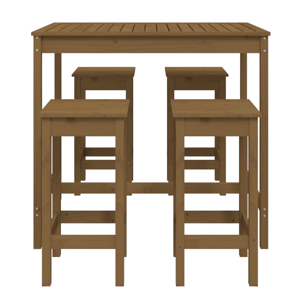 vidaXL Sodo baro baldų komplektas, 5 dalių, medaus rudas, pušis