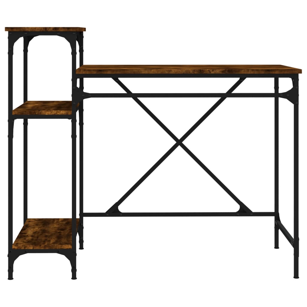 vidaXL Rašomasis stalas su lentynomis, dūminis, 105x50x90cm, mediena