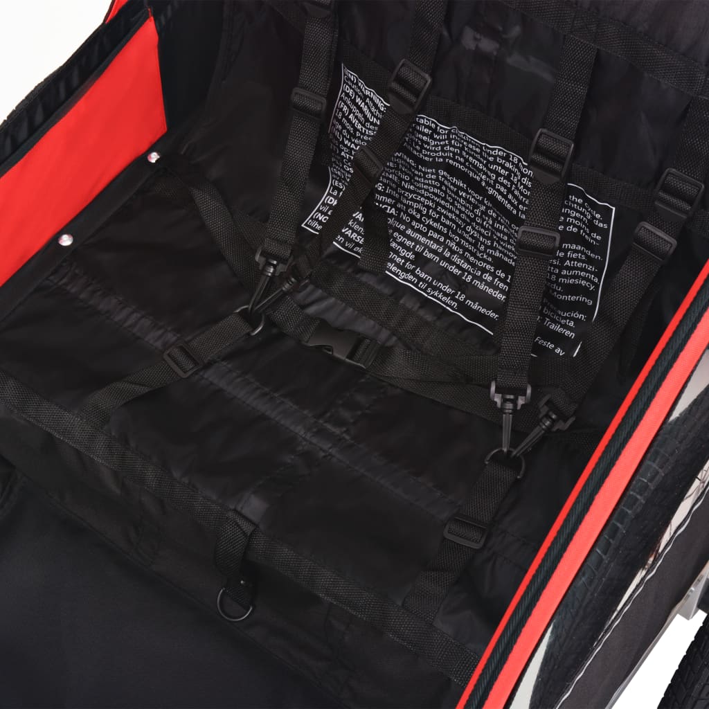 vidaXL Dviračio priekaba, raudonos ir juodos spalvos, 30kg