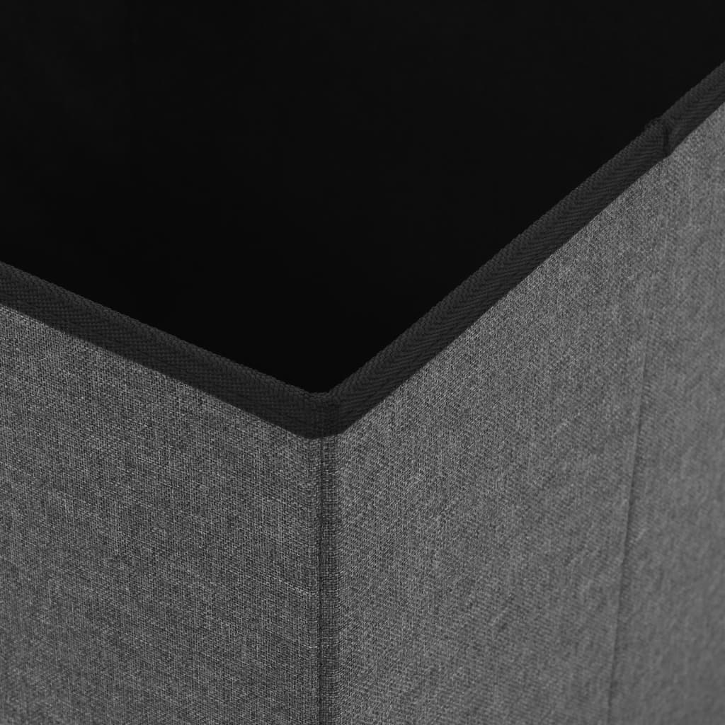 vidaXL Sulankstoma taburetė-daiktadėžė, tamsiai pilka, dirbtinis linas