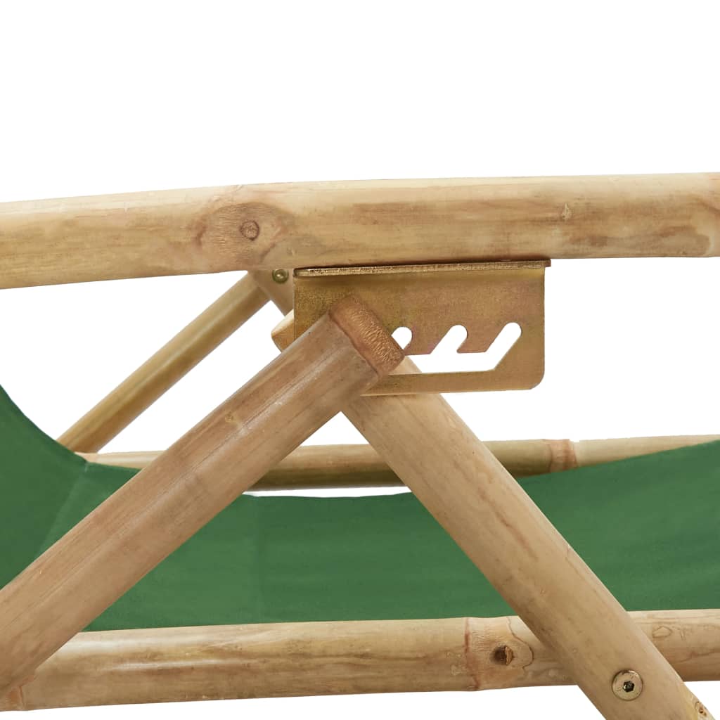 vidaXL Atlošiama poilsio kėdė, žalios spalvos, bambukas ir audinys
