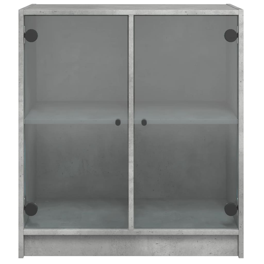 vidaXL Šoninė spintelė su stiklinėmis durelėmis, betono, 68x37x75,5cm