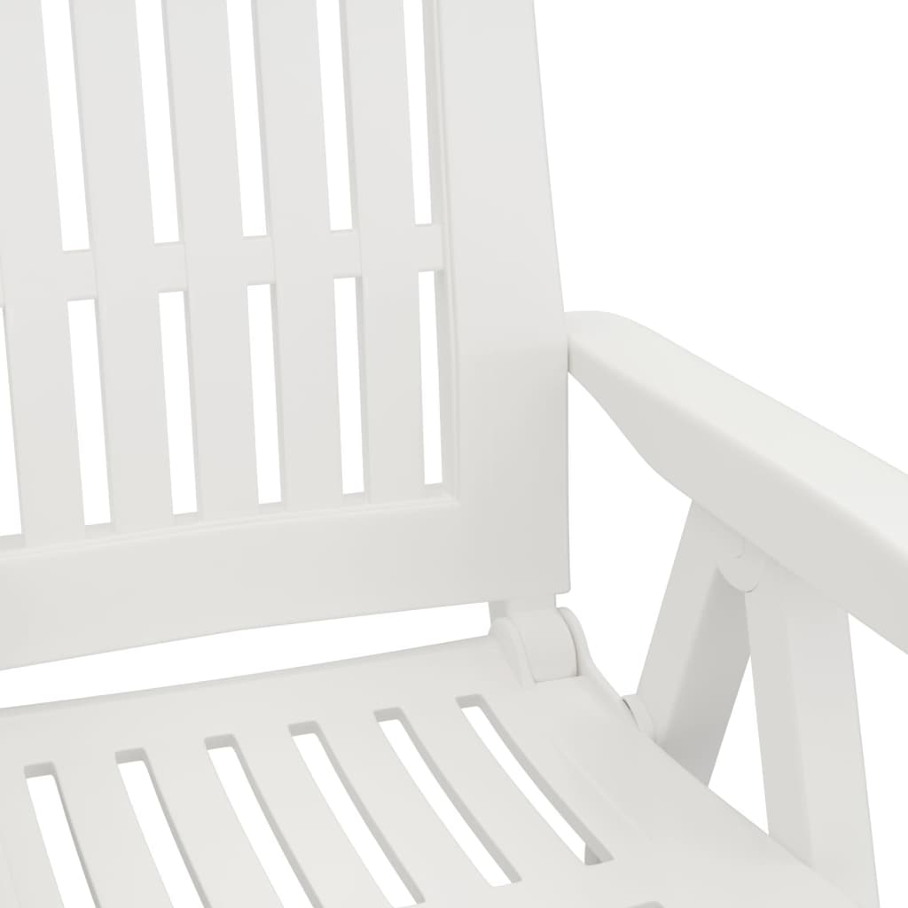 vidaXL Atlošiamos sodo kėdės, 2vnt., baltos spalvos, PP