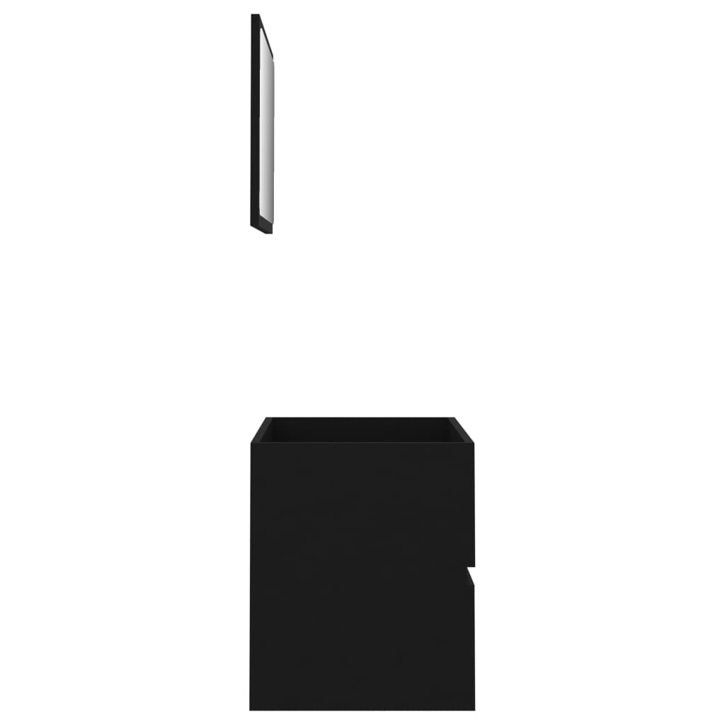 vidaXL Vonios kambario baldų komplektas, 2 dalių, juodos spalvos, MDP