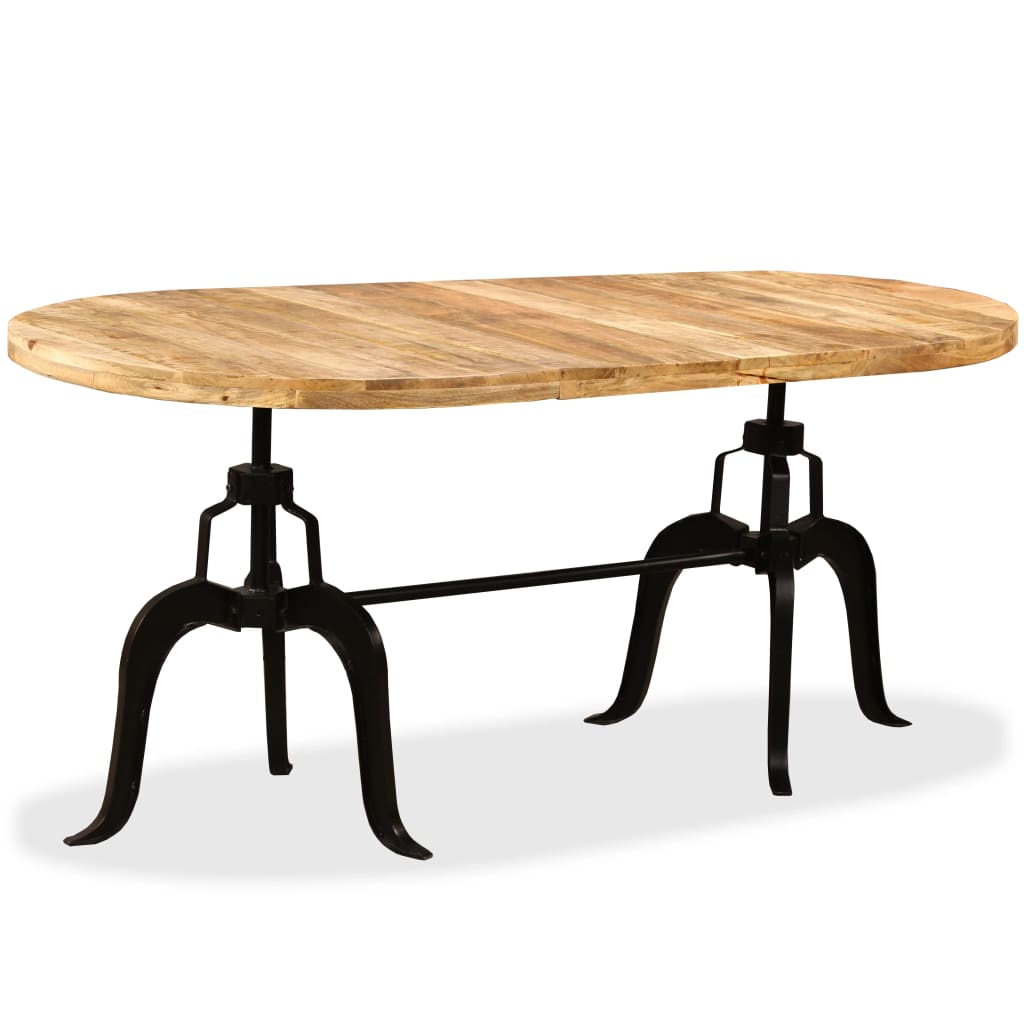 vidaXL Valgomojo stalas, masyvi mango mediena, plieninės kojos, 180cm