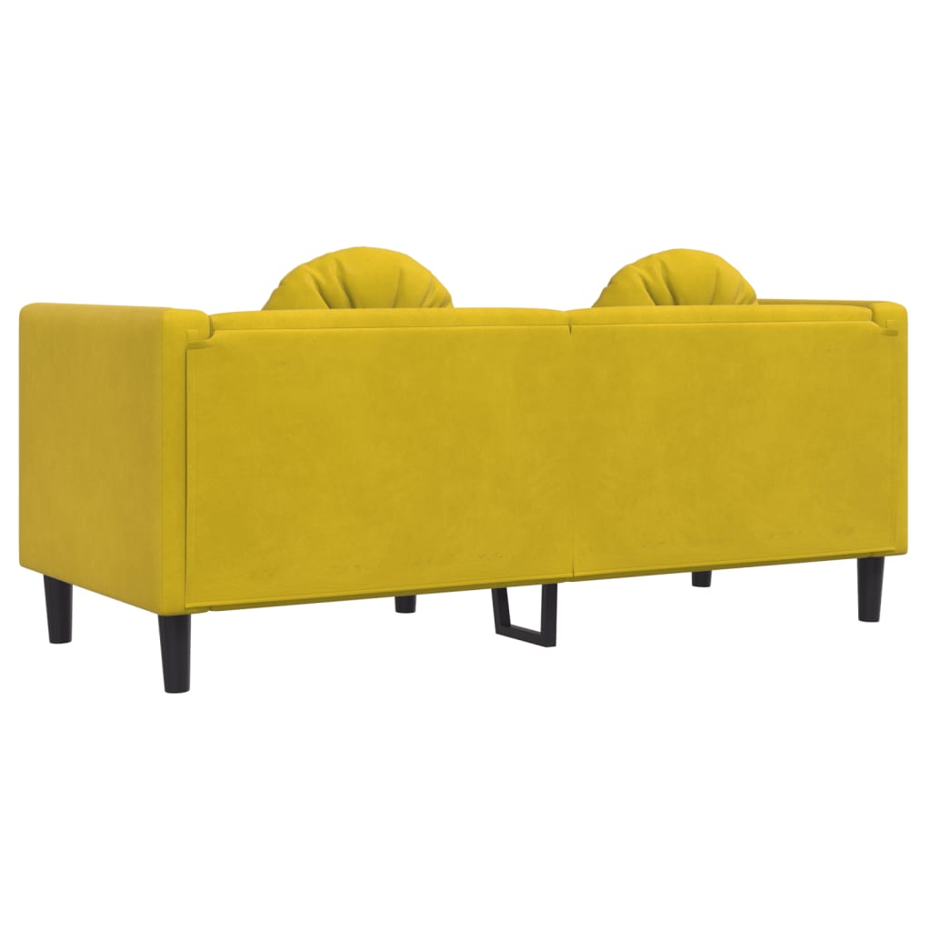 vidaXL Dvivietė sofa su pagalvėlėmis, geltonos spalvos, aksomas
