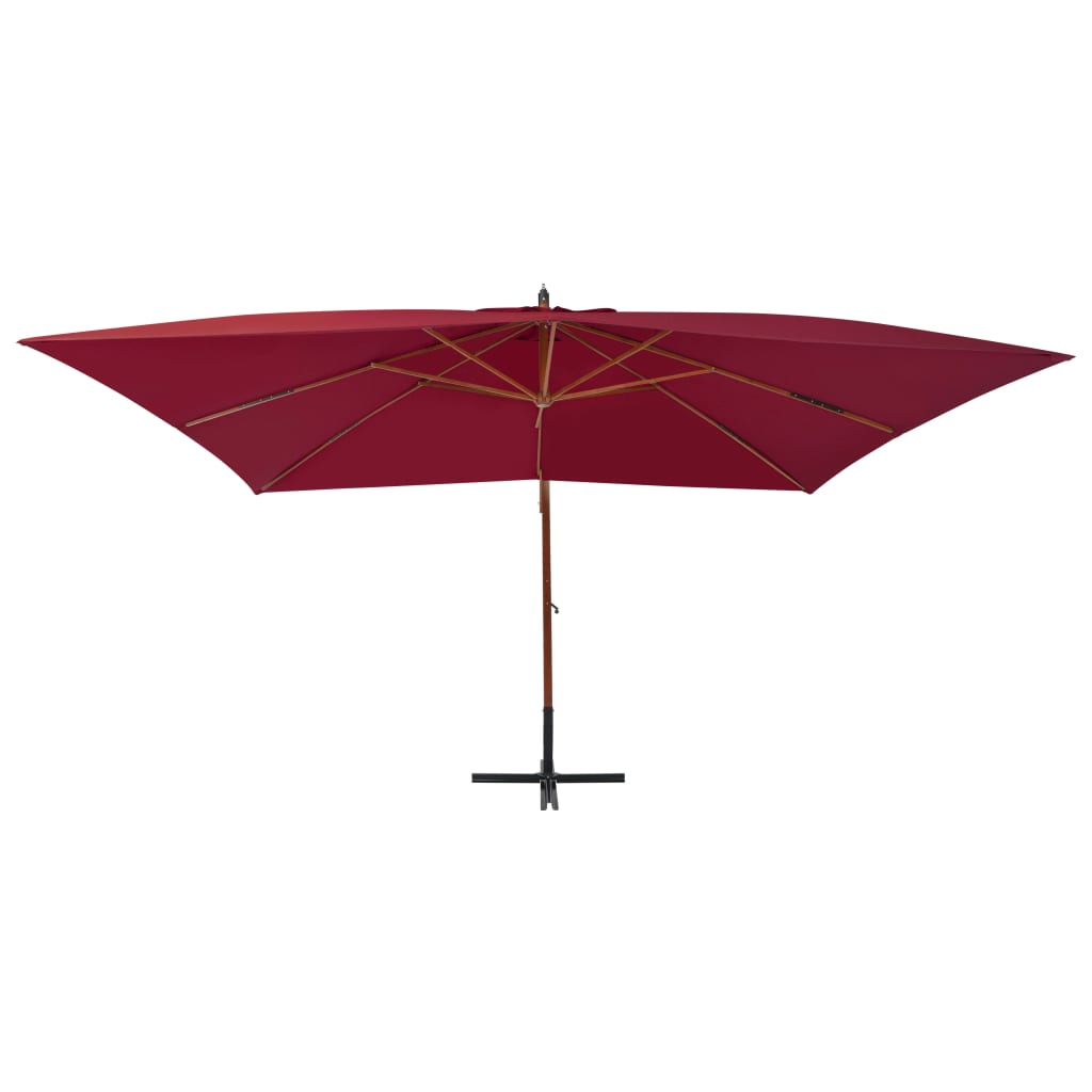 vidaXL Gembinis skėtis su mediniu stulpu, tamsiai raudonas, 400x300cm
