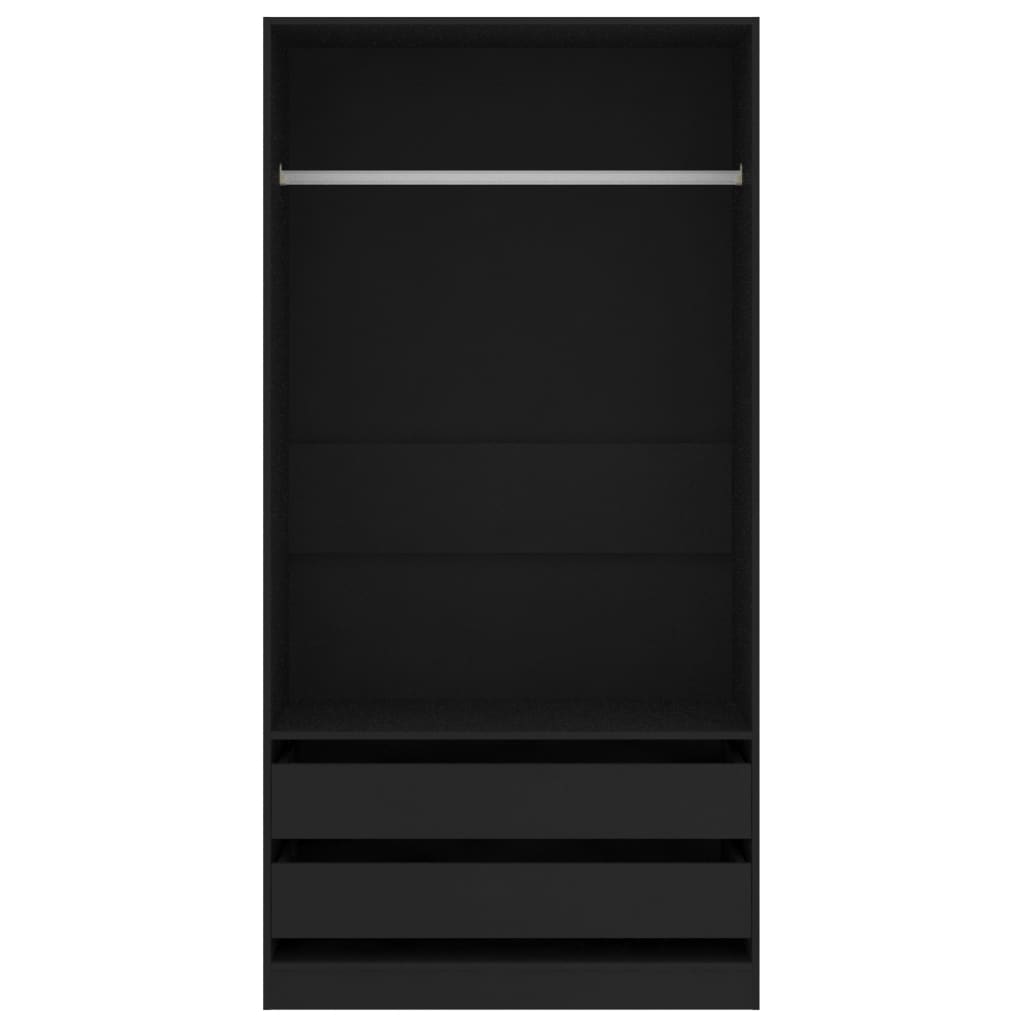 vidaXL Drabužių spinta, juodos spalvos, 100x50x200cm, MDP