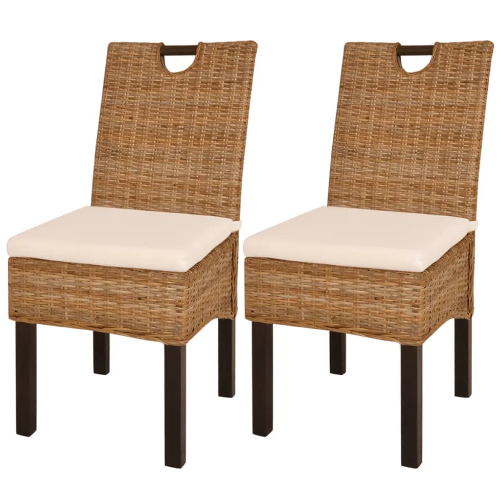vidaXL Valgomojo kėdės, 2 vnt., Kubu ratanas, mango mediena