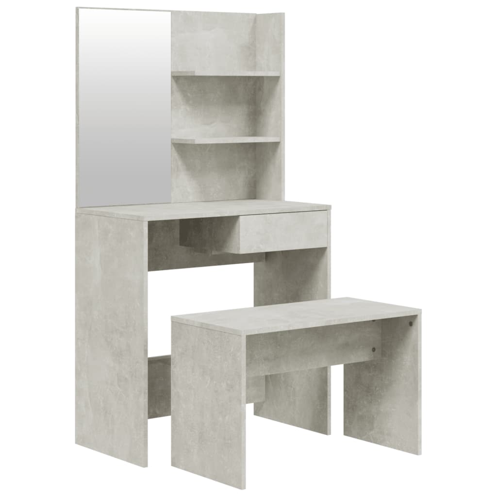 vidaXL Kosmetinio staliuko komplektas, betono pilkas, 74,5x40x141cm