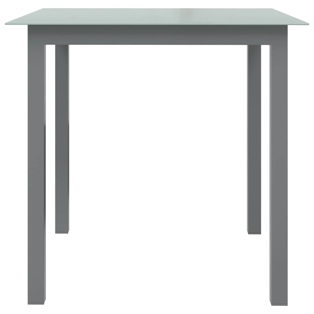 vidaXL Sodo stalas, šviesiai pilkos, 80x80x74cm, aliuminis ir stiklas