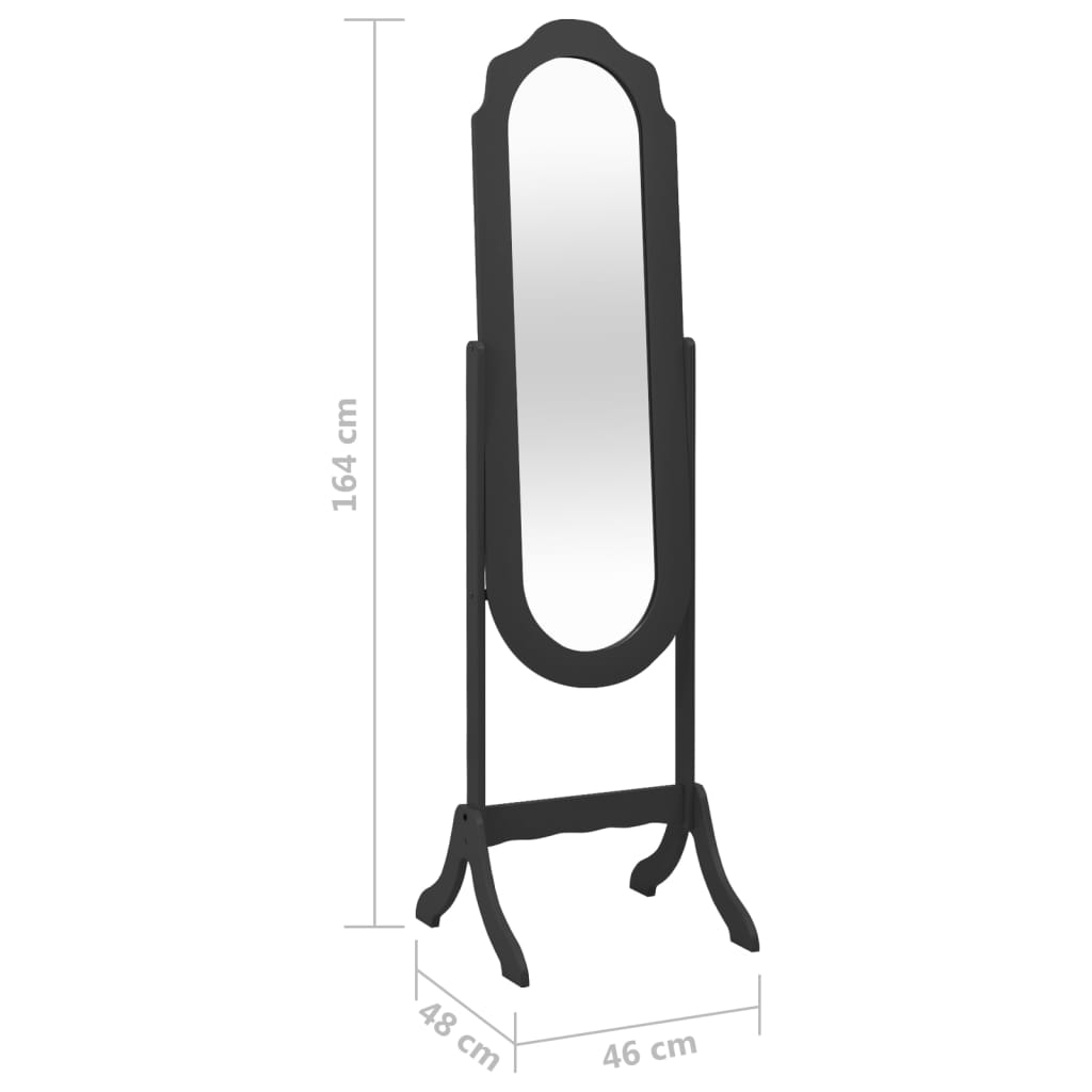 vidaXL Pastatomas veidrodis, juodos spalvos, 46x48x164cm