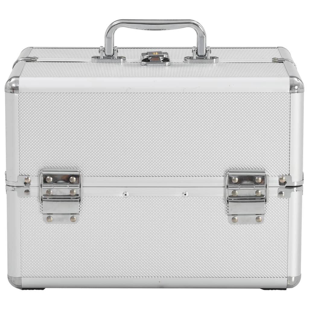 vidaXL Kosmetinis lagaminas, sidabrinės spalvos, 22x30x21cm, aliuminis