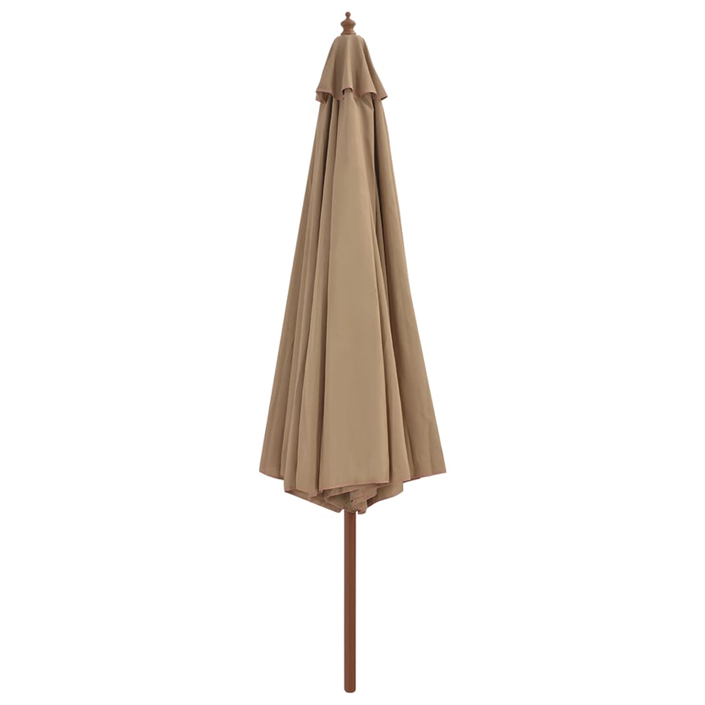 vidaXL Lauko skėtis su mediniu stulpu, taupe spalvos, 350 cm