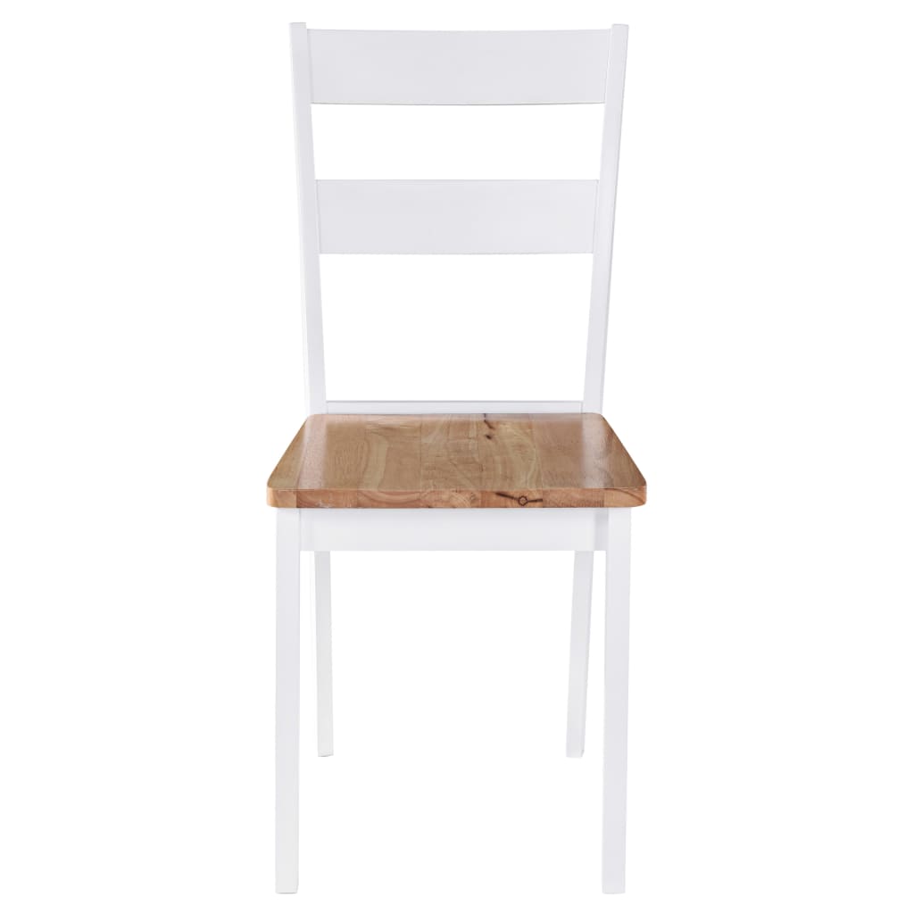 vidaXL Valgomojo kėdės, 4vnt., baltos, kaučiukmedžio masyvas