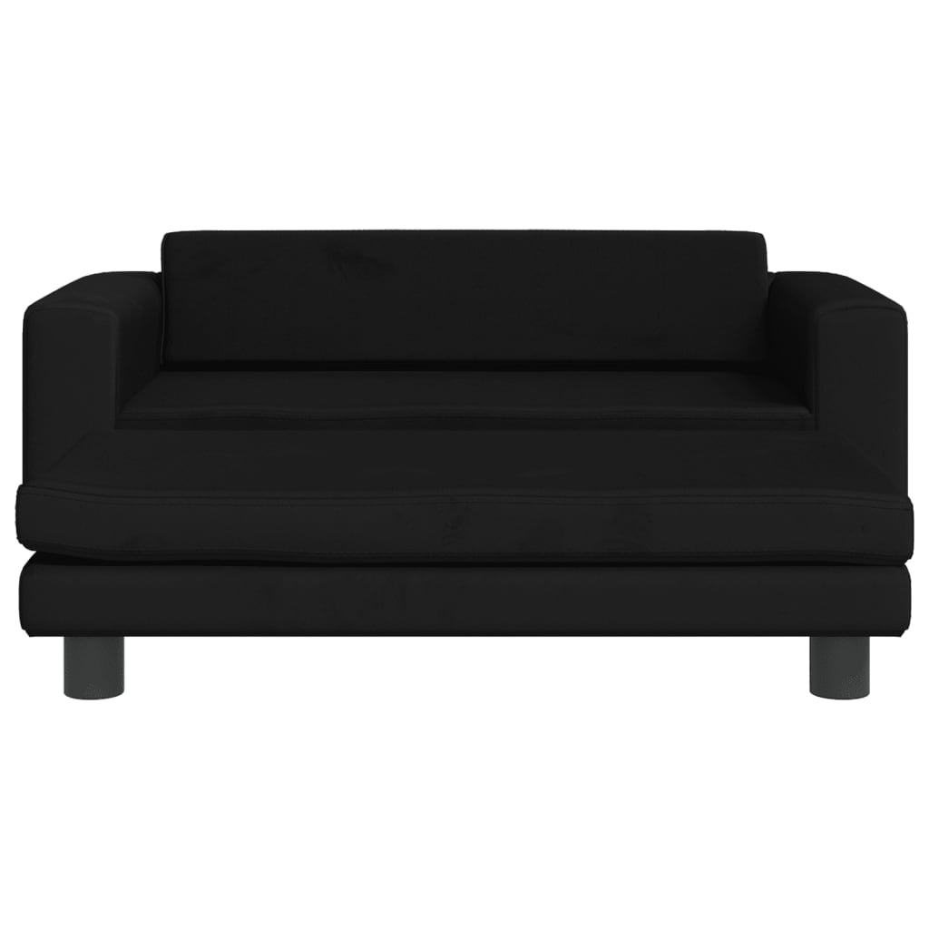 vidaXL Vaikiška sofa su pakoja, juoda, 100x50x30cm, aksomas