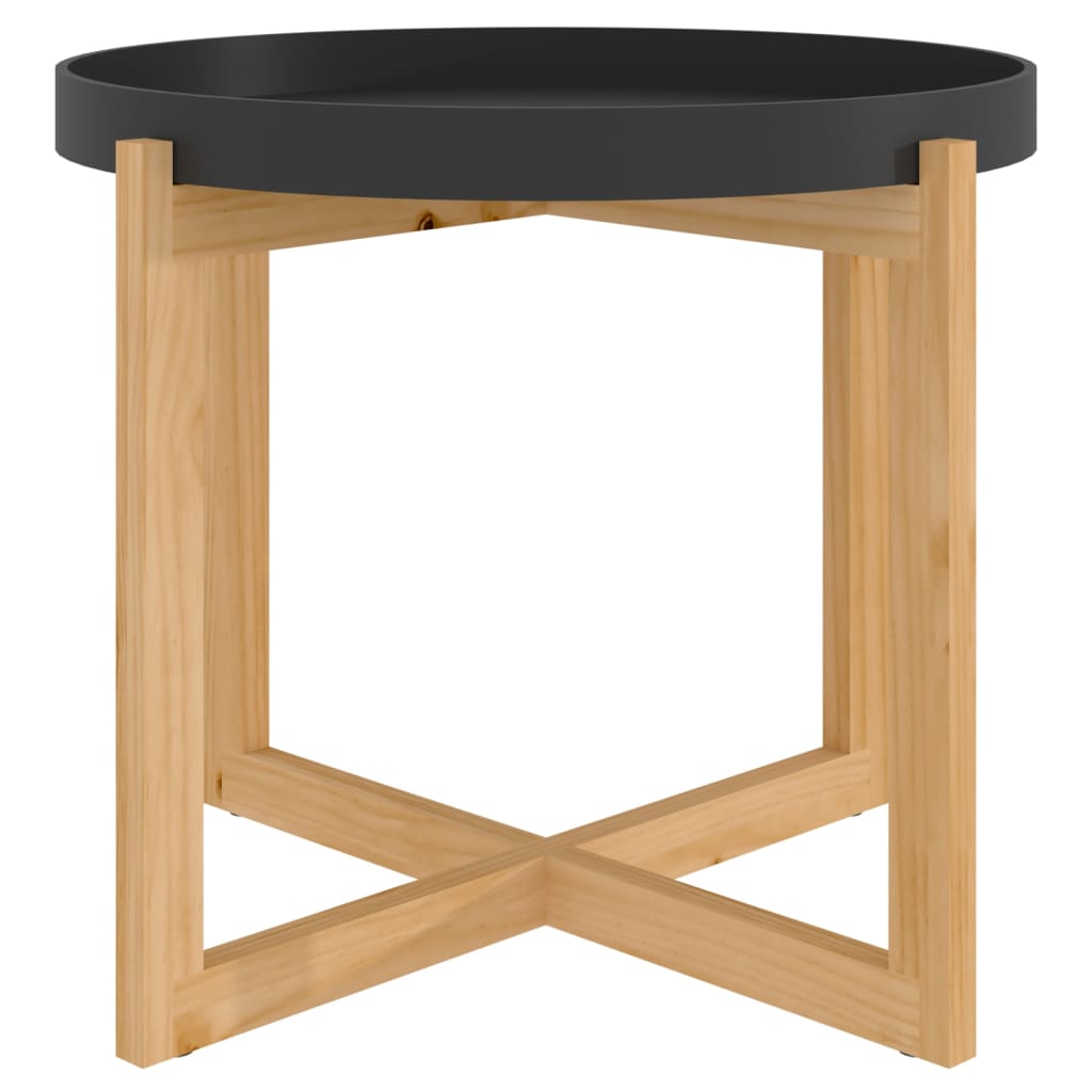 vidaXL Kavos staliukas, juodas, 53x53x43,5cm, apdirbta mediena/pušis