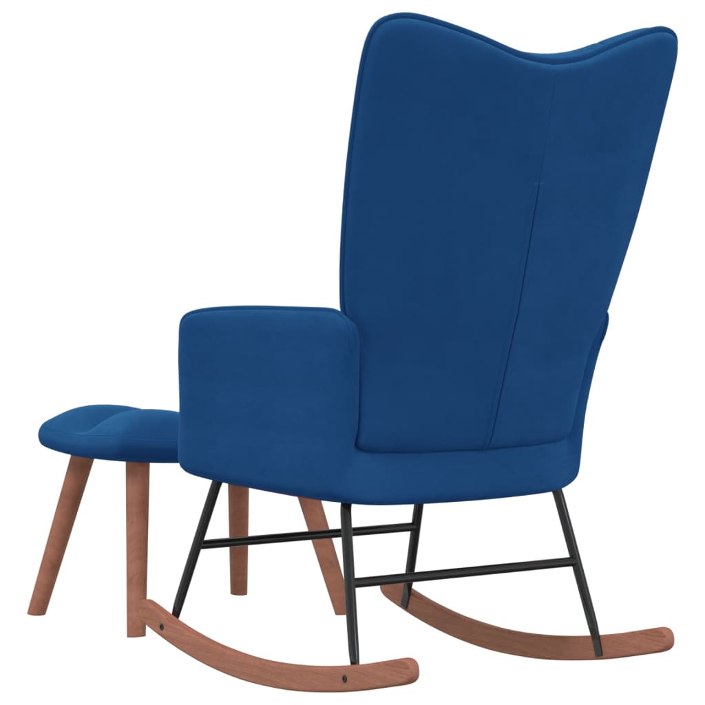 vidaXL Supama kėdė su pakoja, mėlynos spalvos, aksomas