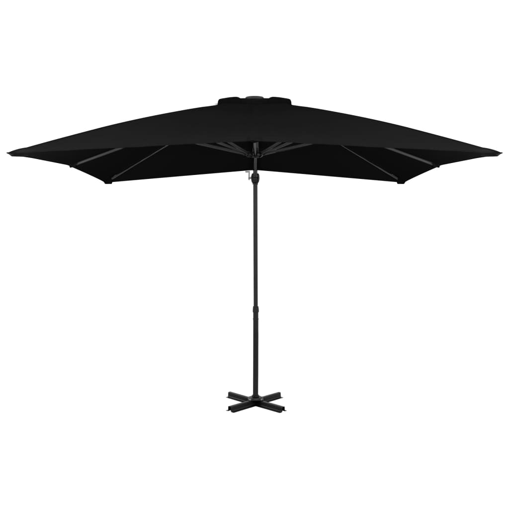 vidaXL Gembinis skėtis su aliuminiu stulpu, juodos spalvos, 250x250cm