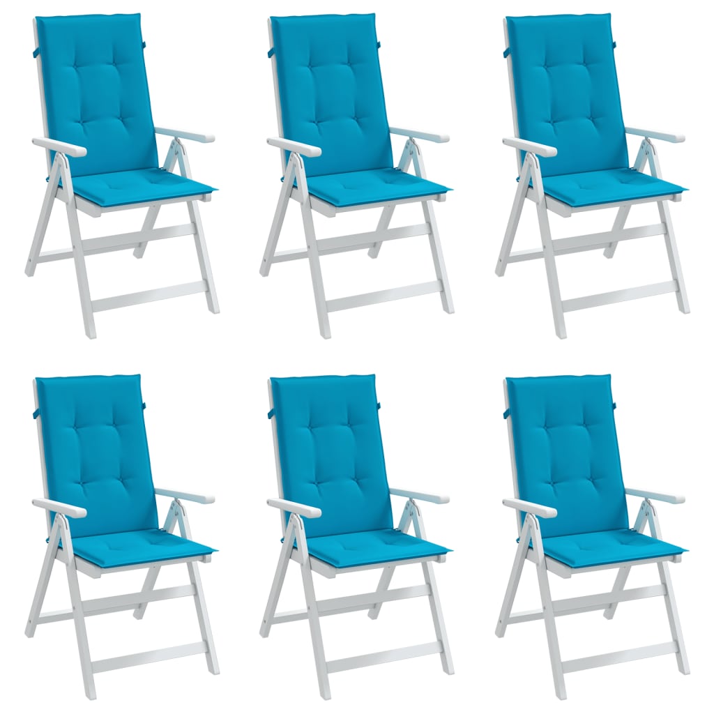 vidaXL Sodo kėdės pagalvėlės, 6vnt., mėlynos, 120x50x3cm, audinys