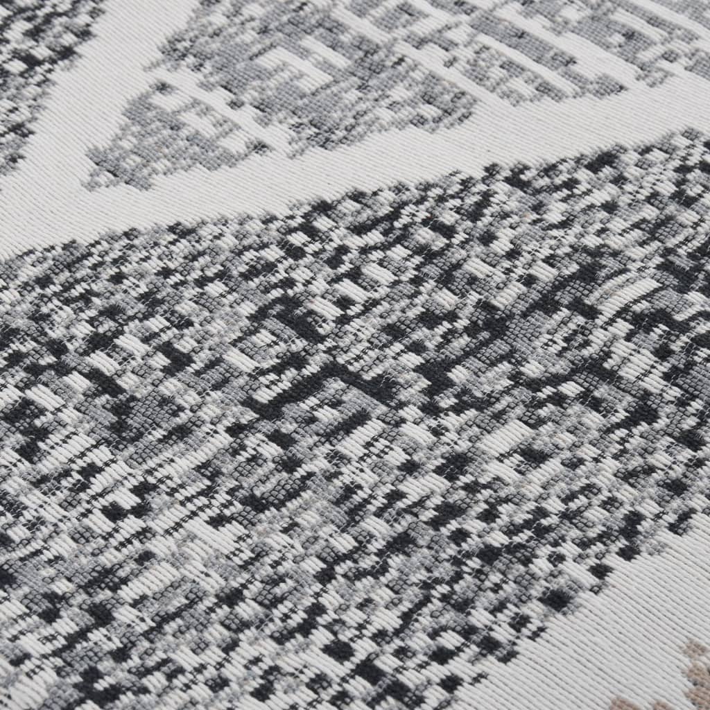 vidaXL Kilimėlis, juodos ir pilkos spalvos, 120x180cm, medvilnė