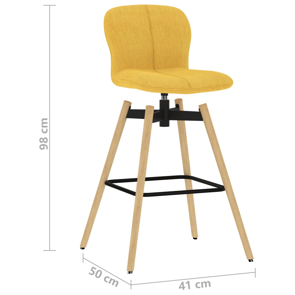vidaXL Pasukamos baro kėdės, 2vnt., geltonos spalvos, audinys