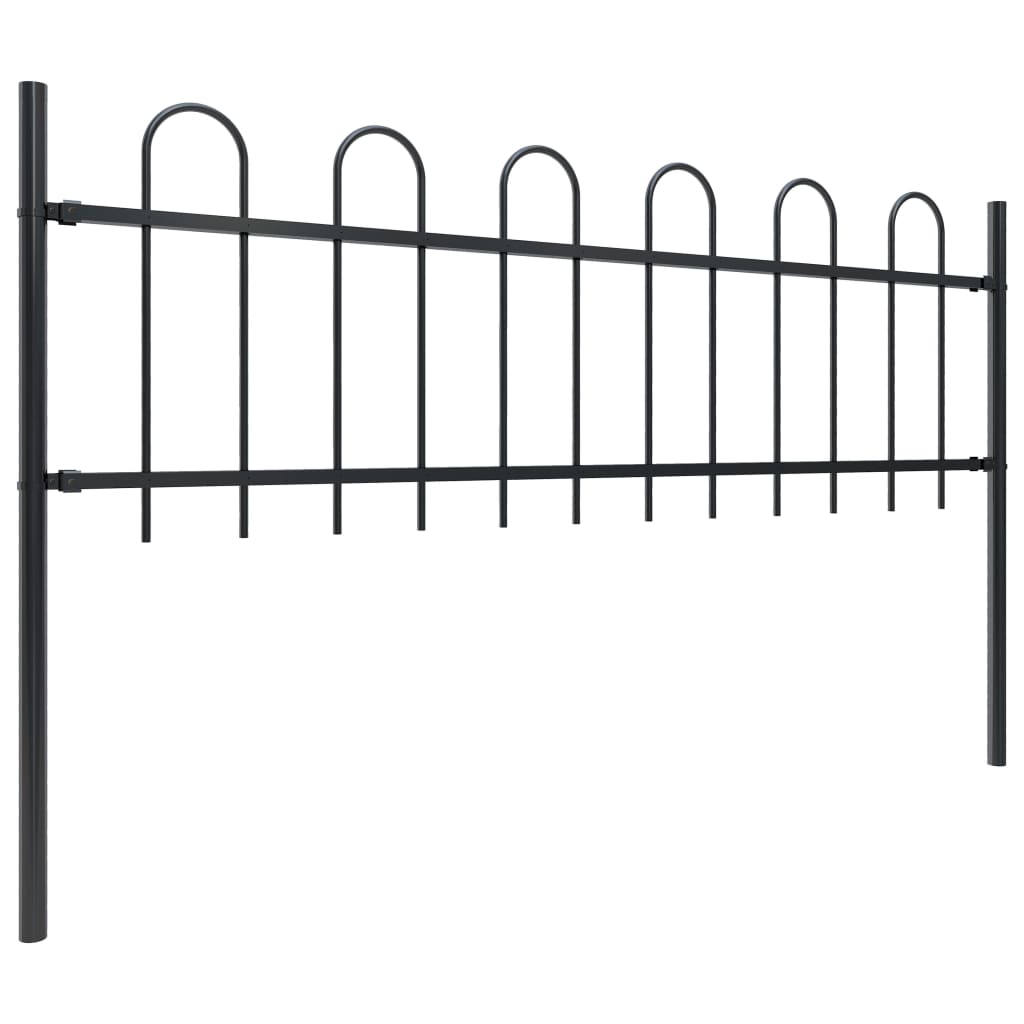 vidaXL Sodo tvora su apvaliais viršugaliais, juoda, 8,5x0,6 m, plienas