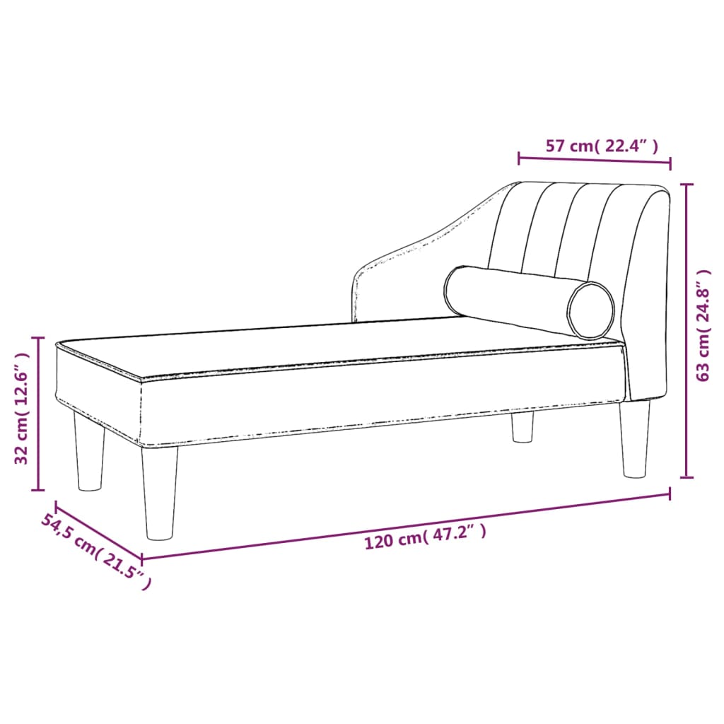 vidaXL Poilsio sofa su ilga pagalve, kreminės spalvos, audinys