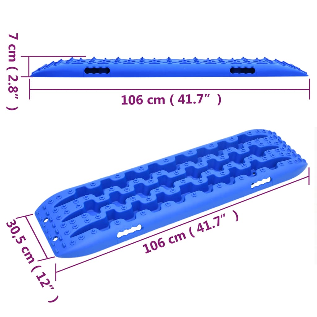 vidaXL Sukibimo kilimėliai, 2vnt., mėlyni, 106x30,5x7cm, nailonas