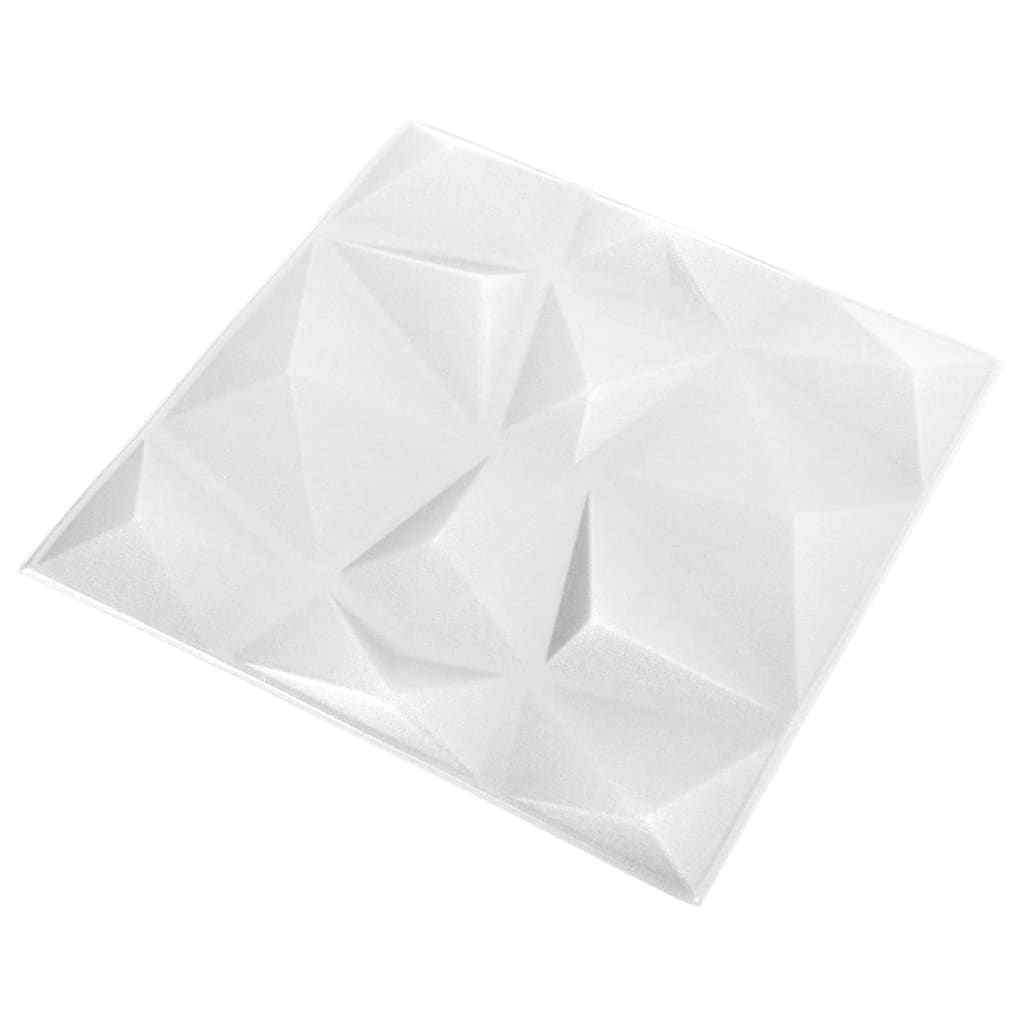 vidaXL 3D sienų plokštės, 24vnt., deimantų baltos, 50x50cm, 6m²