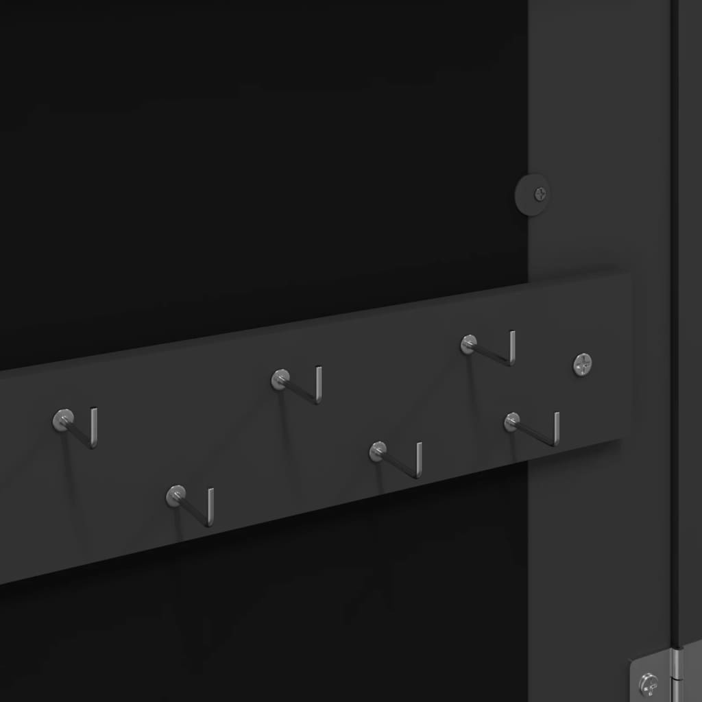 vidaXL Veidrodinė papuošalų spintelė su LED, juoda, laisvai pastatoma