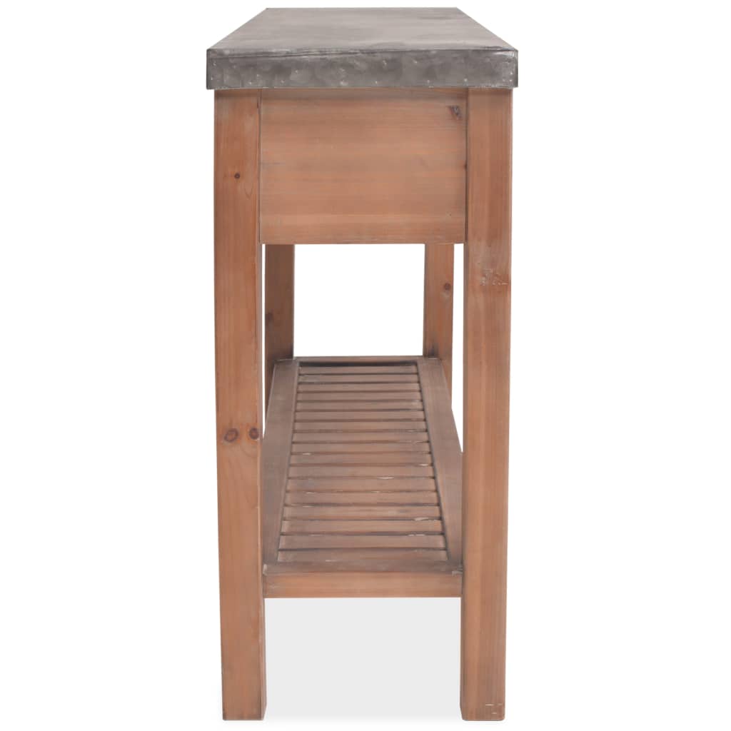 vidaXL Konsolinis staliukas, tvirta eglės mediena, 122 x 35 x 80 cm